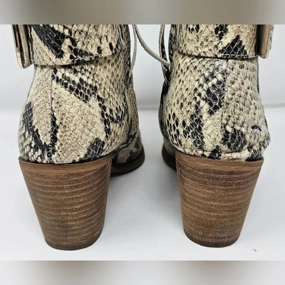 Sam Edelman Women's Leonia Block Heel Leather Snake Print Booties Size 6 - Picture 16 of 16